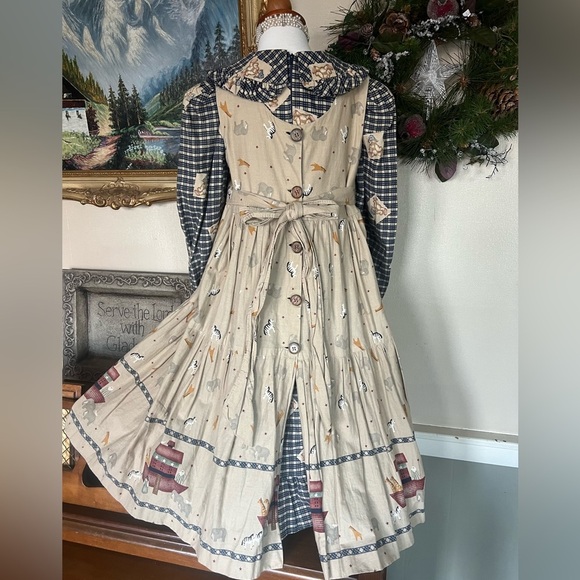 💙 Original Daisy Kingdom Noah’s Ark Animal Crackers 2- Pc Pinafore Apron Dress - Picture 5 of 11